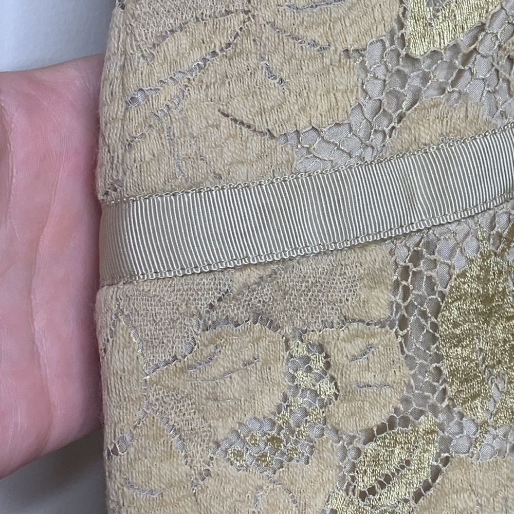LÓPEZ KNUDSEN | Vintage Lace Crochet Mesh Ribbon Metallic Midi Cocktail Dress - Picture 10 of 17